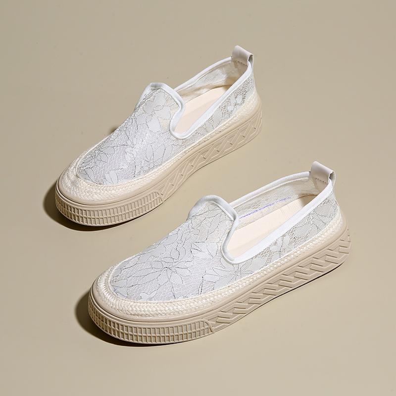 CRLAYDK Summer Women's Lace Flat Loafers Comfort Slip On Work Casual Walking Moccasins Lady Work Dressy Driving Boat Shoes