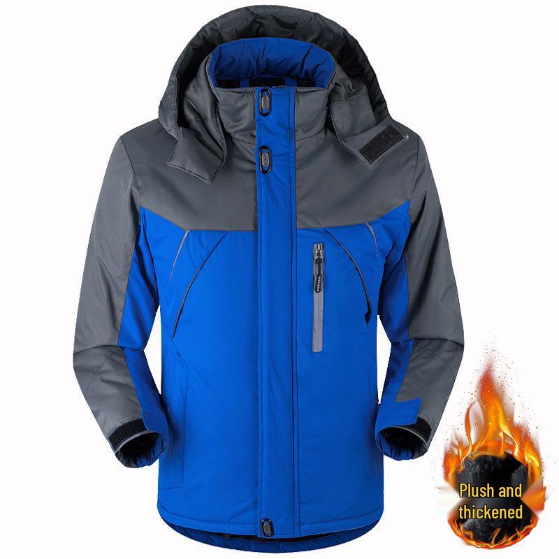 Men's Thickened Plus Velvet Winter Cotton Padded Jacket, Workwear, Plus Size