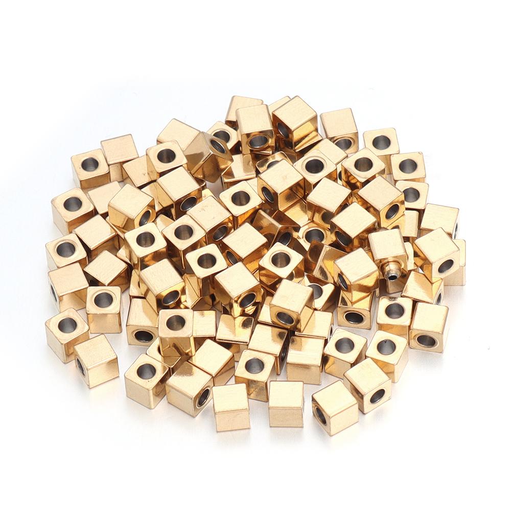 50pcs Stainless Steel Square Cube Beads for Jewelry Making Loose Spacer Beads DIY Charm Bracelet Necklace Wholesale