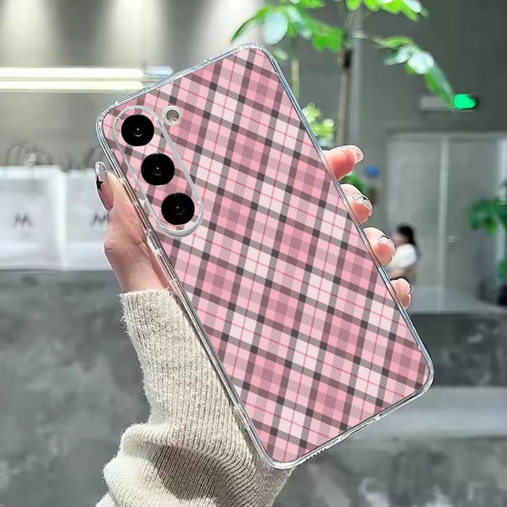 Cool P-Purple P-Plaid Pattern Phone Case For Samsung Galaxy A91,80,73,72 ,71,53,52,32 ,31,22,21s,20,Transparent Case