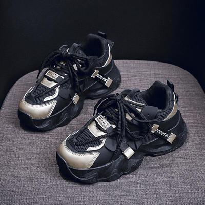 Korean New Women's Dad Shoes 2024: Autumn Sports Running Casual Sneakers with Thick Soles FB3305
