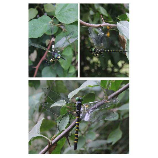 Realistic Artificial Dragonfly Outdoor Insect Deterrent Garden Decoration Dragonfly Pin with Hanging Strap for Outdoor Flower Pots Camping Hat