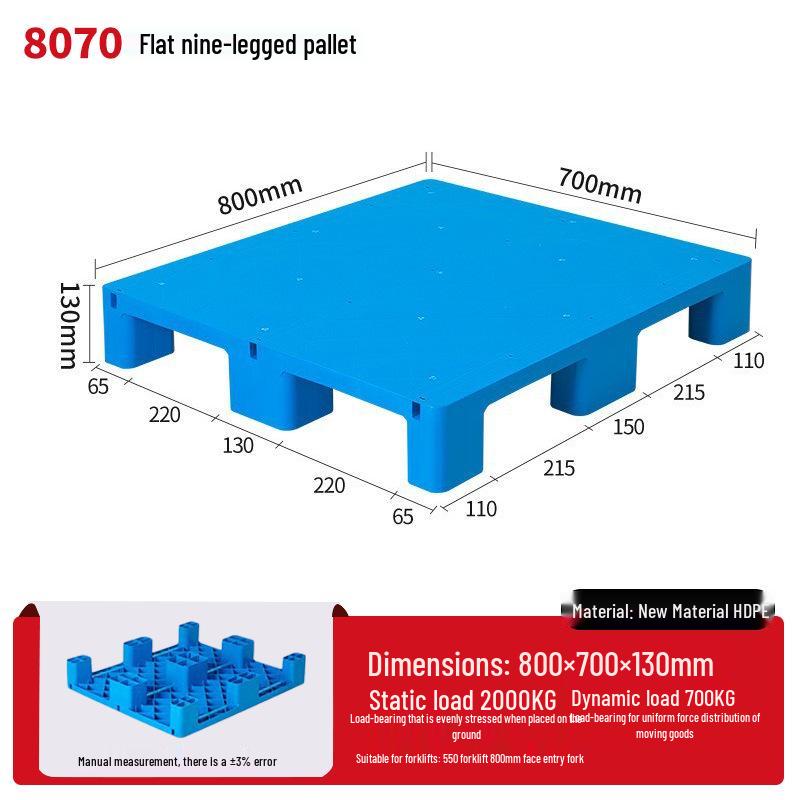 Warehouse Grid Plastic Pallet: Thickened Moisture-Proof Single-Sided Floor Mat for Logistics.