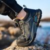 Men's Industrial Safety Shoes Steel Toe Anti-Puncture Kevlar Fashionable Button Detail Anti-Slip Sole Comfort Work Boots
