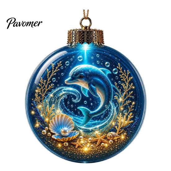 3D Sea Animal LED Lights Ocean Christmas Ball Ornament, Clear Acrylic Life Light-Up Miniature Creatures Decorations Hanging Decoration for Xmas Tree,
