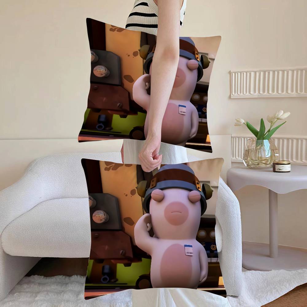 R-Raving Rabbids Pillow Case Anti-dustmite Pillowcase Invisible Zipper Silky Sofa Cushion Cover