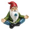 Charming Resin Gnome Meditation Figurine With Bird For Zen Garden Decoration