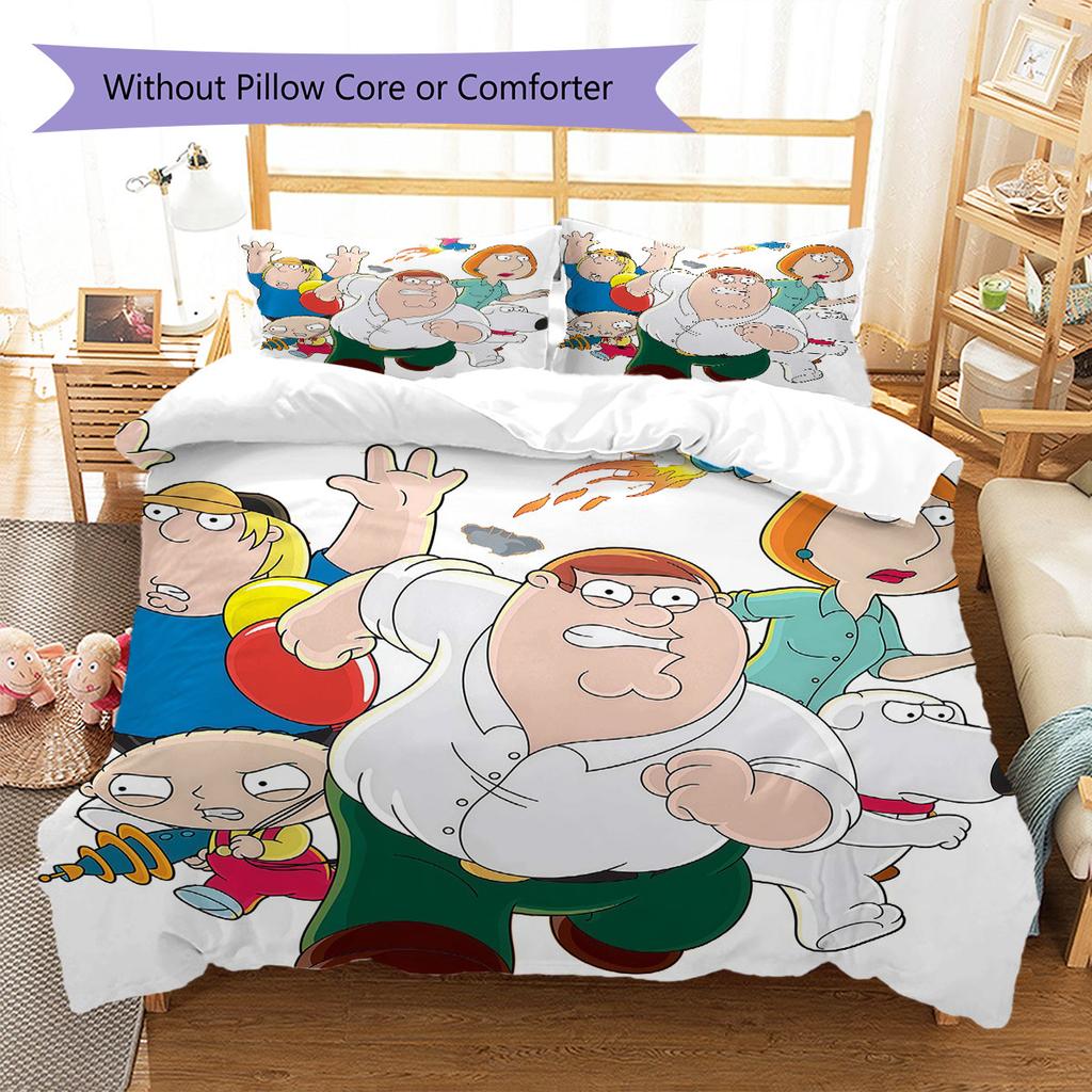 Rodinný typ Vzor Povlečení Sada prošívaných dek Quilt Cover Povlak na polštář Domácí dekorace Dárek k narozeninám (1 * povlak na peřinu + 2 * povlak na polštář, bez jádra)