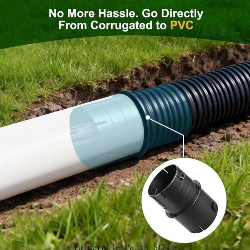 4-inch PVC Pijpkoppeling Golfplaat Zwart Afvoer Adapter Fitting Afvalwatersystemen