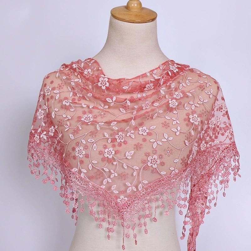 Women Triangle Bohemian Floral Tassel Scarves Shawl Female Spring Summer Headband Scraves
