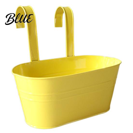 Metal Flower Pots with Hooks Hanging Planter Pot Drainage Holes Detachable Hooks Balcony Railing Planter Boxes Plant for Garden Fence Indoor
