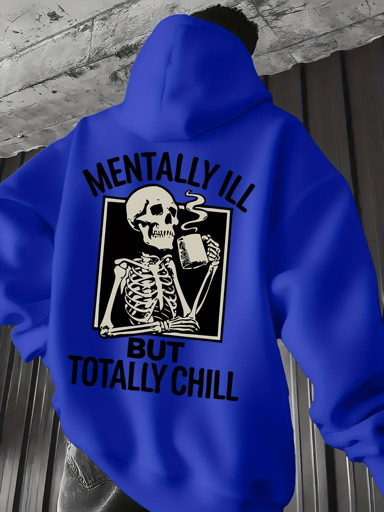 Herren Kapuzenpullover mit Mode-Print Sweatshirt mit Aufdruck Kängurutasche Bedrucktes Design Lässiger Kapuzenpullover Trendiger Herren-Kapuzenpullover
