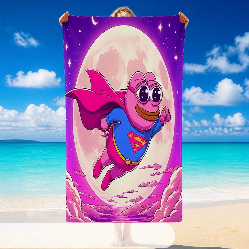 Quick Dry Beach Towel Sad Frog Pattern, Lightweight Absorbent Towel for Pool Beach Vacation Use