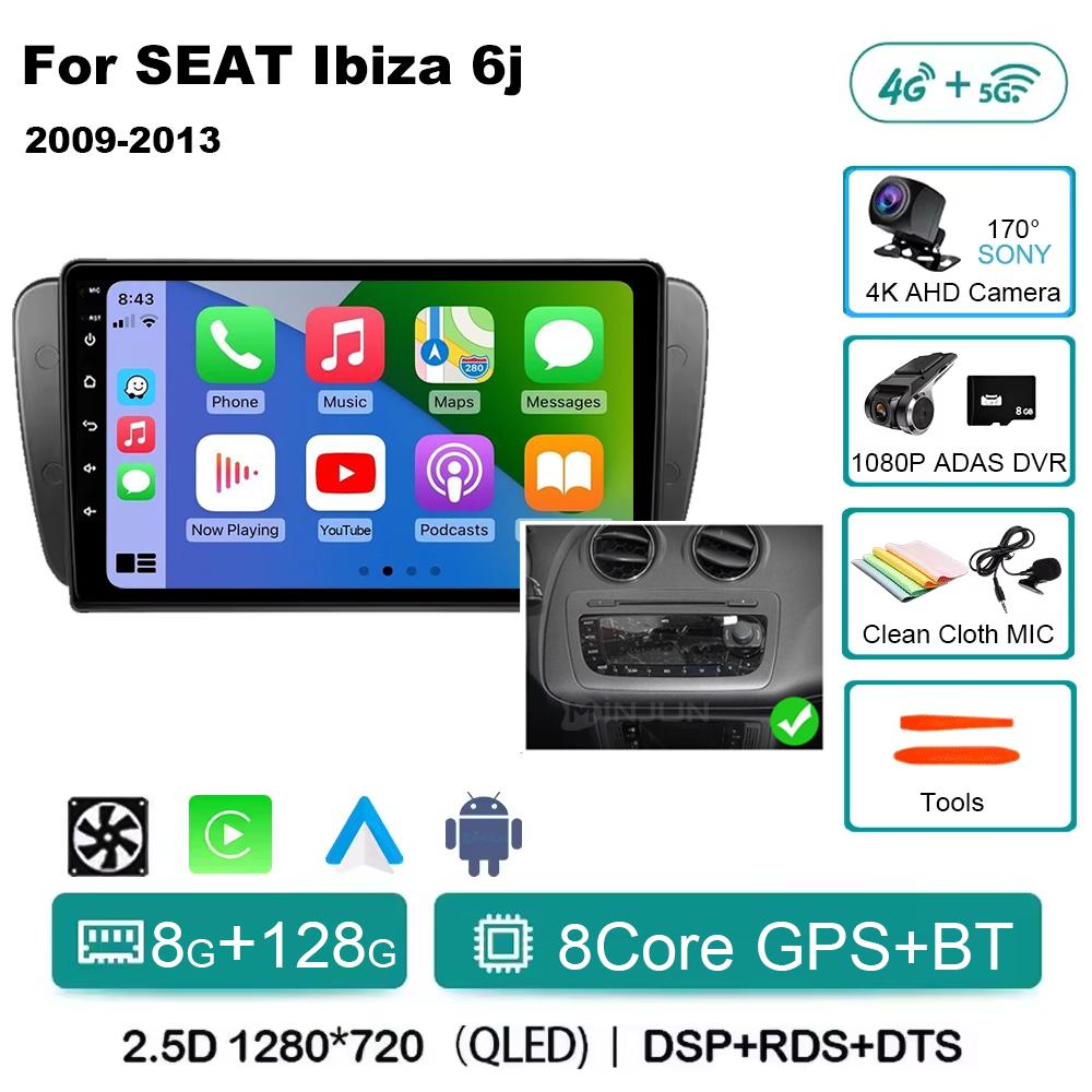 9 Inch Android 14 Qualcom Car Multimedia Player For SEAT Ibiza 6j 2009 2010 2011 2012 2013 Wireless Carplay Android Auto 4G