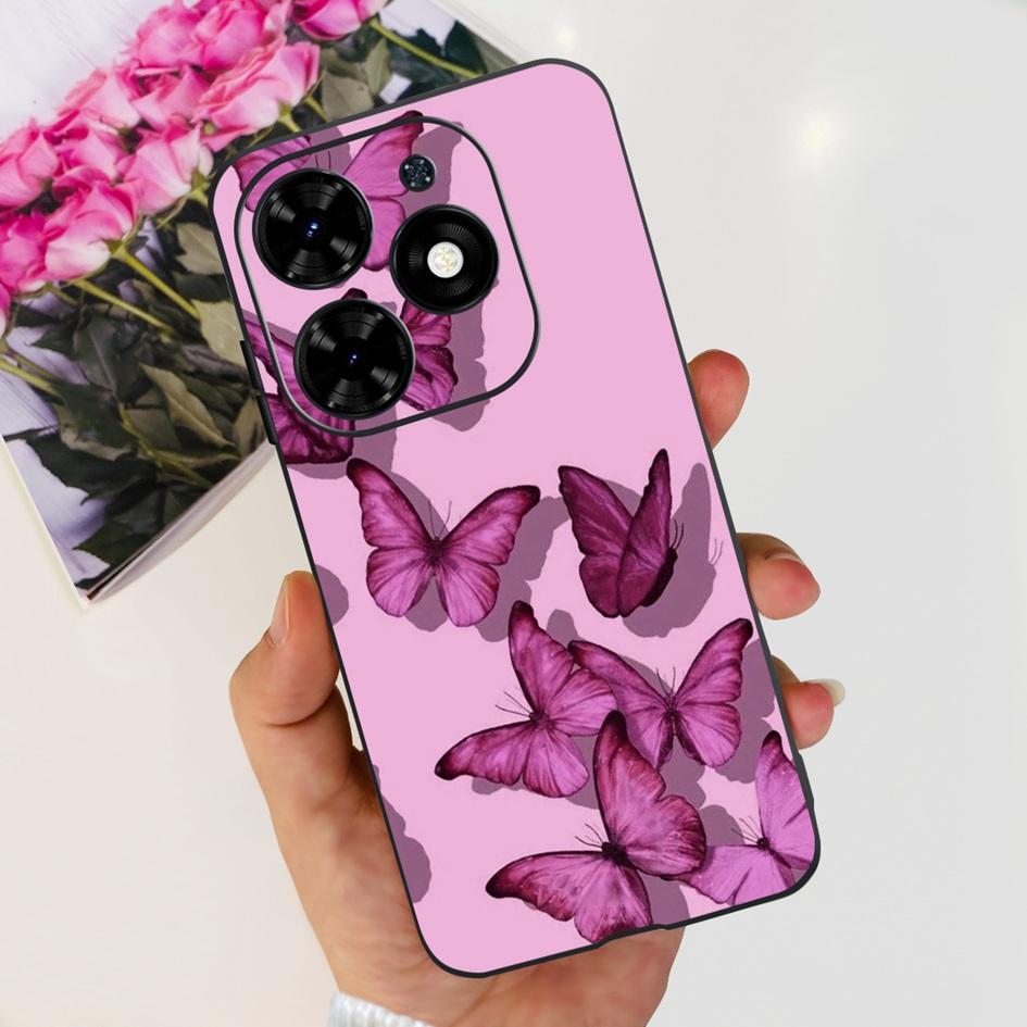 For Tecno Spark 20C Case Spark 20 Pro Cover Popular Flower Butterfly Clear Silicone Phone Cases For Tecno Spark 20 Spark20 Funda