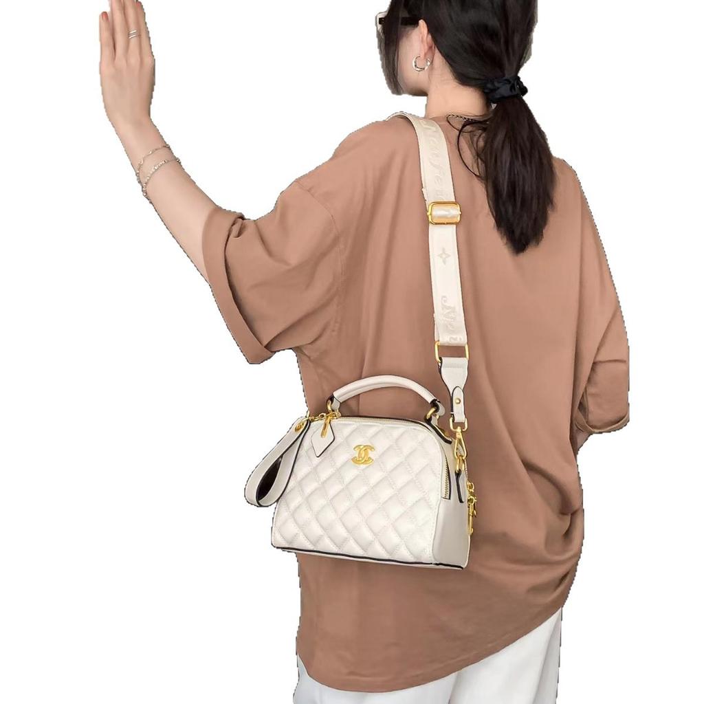 Geantă de mână din piele naturală pentru femei cu model în carouri Nouă Geantă de damă Modă Versatilă Umăr Nișă Casual High-end Crossbody