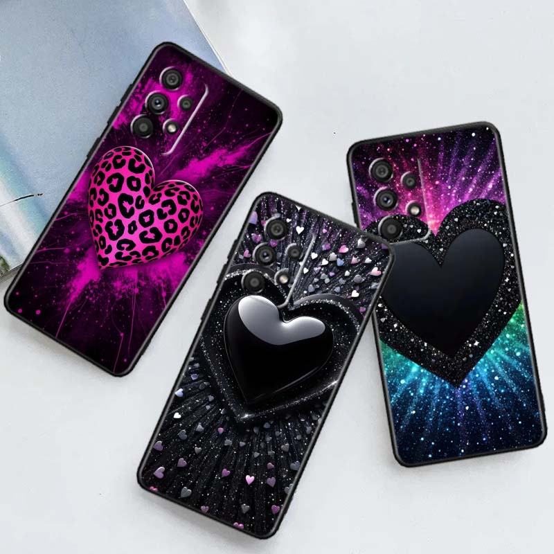 Luxurious Love Design Art Case For Samsung A41 A35 A34 A33 A32 A25 A24 A23 A21s A06 A05 A04 A03 Note 10 20 Ultra 5G Black