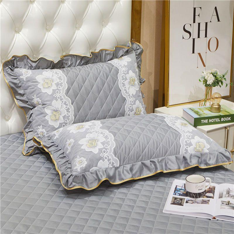 2 Pieces Modal Lace Bud Pillowcase Solid Embroidered One Pair Adult Bedroom Dormitory Pillow Case Pillow Covers