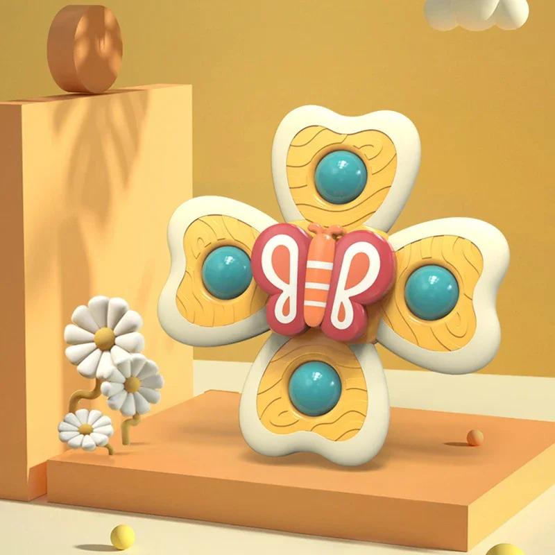 1PC Baby Cartoon Sea Animal Spinners Toy ABS Suction Cup Spinning Top Gyro Stress Reliever Kids Bath Toys