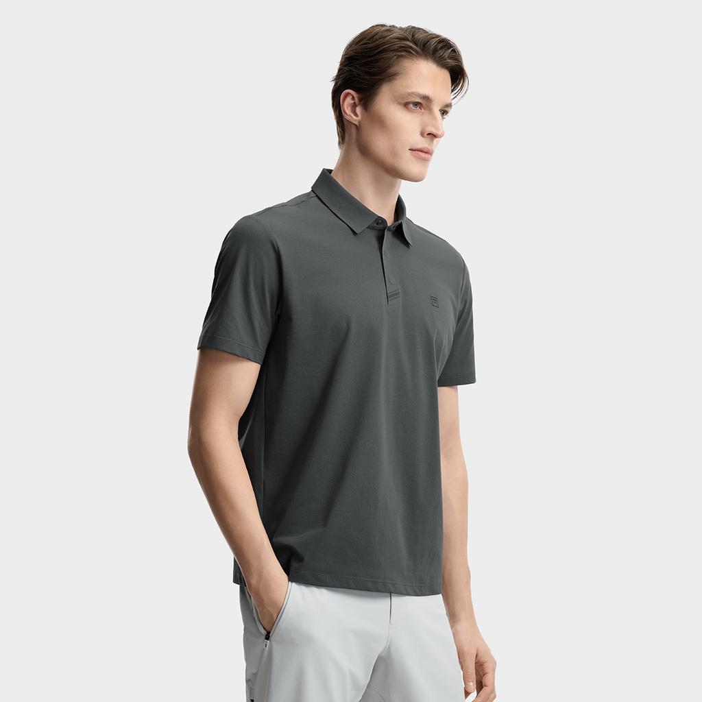 Fila F.C. Classic Minimalist Basic Casual Light Business Versatile Comfortable Knitted Short Sleeve Polo Shirt Men Tops Shadow-Gray F11M621103FCC