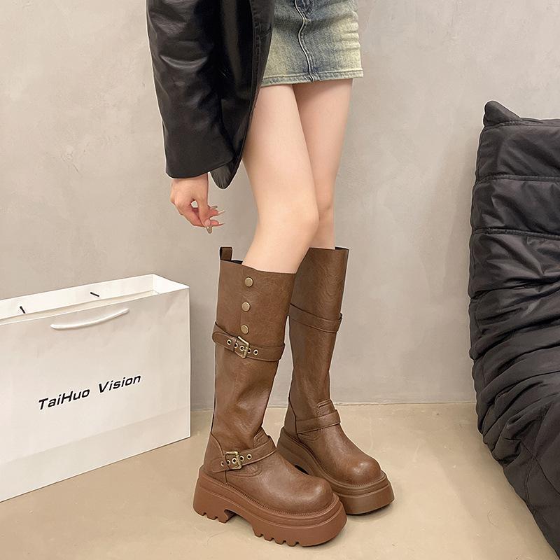

Vintage Maillard fashion boots women s 2024 new platform sleeve comfortable knight boots street fashion boots tide 41