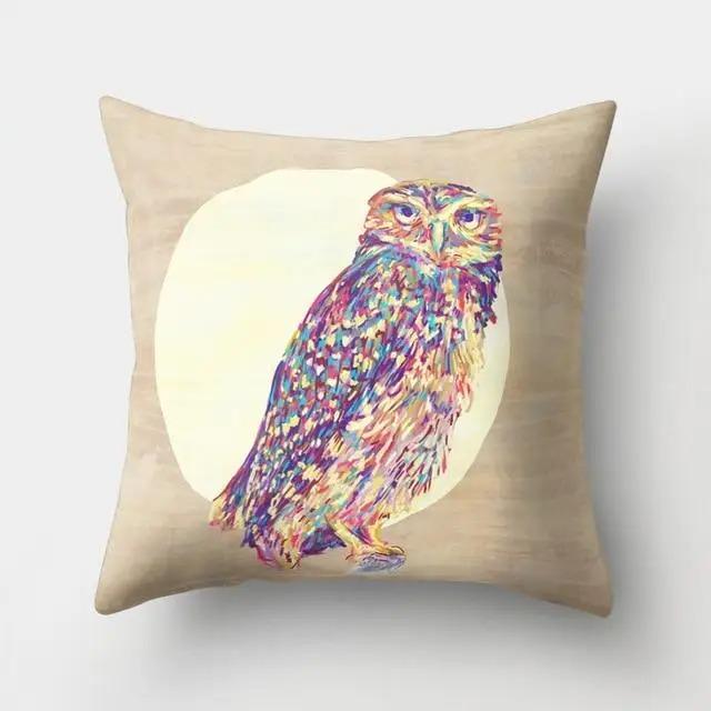 Cama Sofa Decorativa Funda de Cojín Decorativa Patrón de Búho Manta de Poliéster Funda de Cojín para Sala de Estar