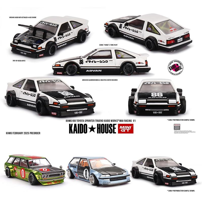 KHMG 180 In Stock 1:64 Toyota Sprinter Trueno AE86 IMAIRACING V1 Diecast Car Model Kaido House MINIGT