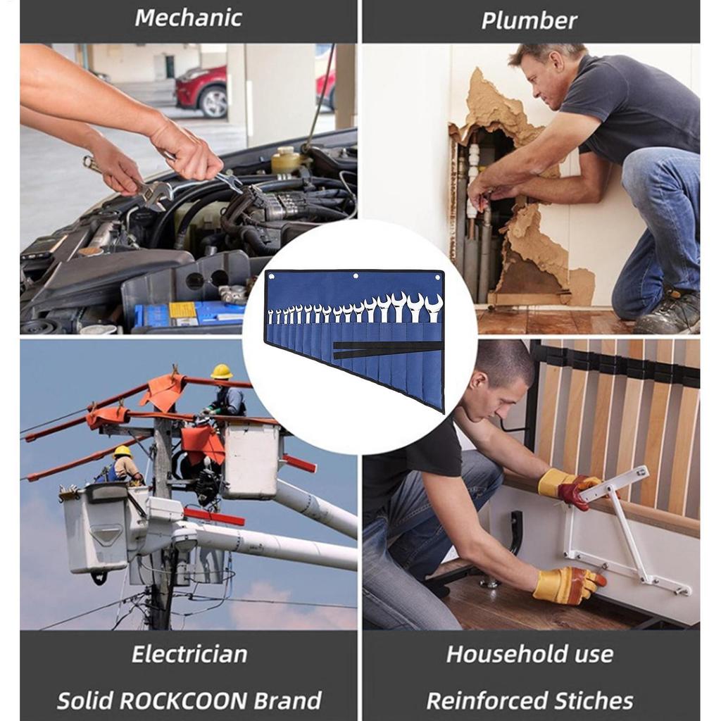 Tool Storage Bag Wrench Tool Roll Up Storage Bag Toolkit Utility Handbag Tools Bag Roll Pouch with Elastic Straps