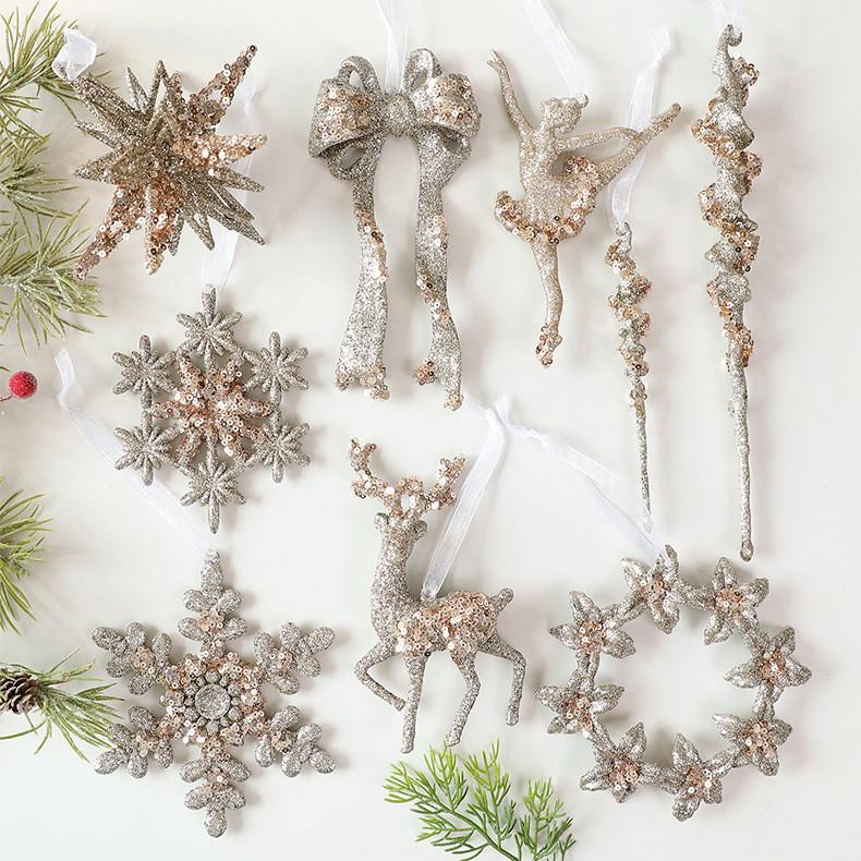 Christmas Scene Decor With Pc Snowflake And Reindeer Ornaments For Holiday Party