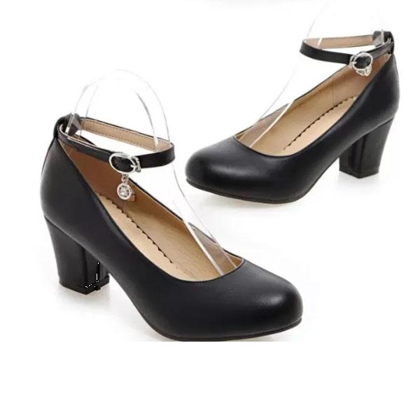 

Женские туфли на высоком каблуке, однотонные туфли на толстом каблуке с легким носком, обувь для четырех сезонов, большие женские туфли 40 чёрный