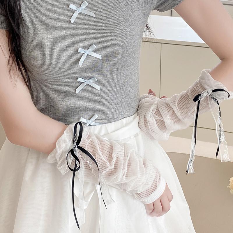 Bowknot Sleeves Bubble Socks Ballet Sleeves Thin Sweet Chic Lolita Calf Socks