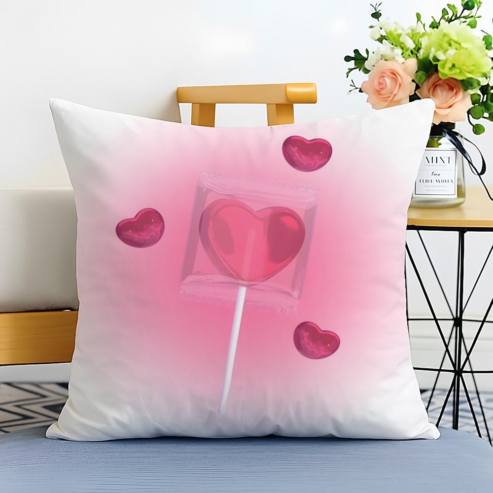 sweet pink candy Cushion Cover Washable Linen comfort Soft for Sofa Bed Cozy Home Room Decor