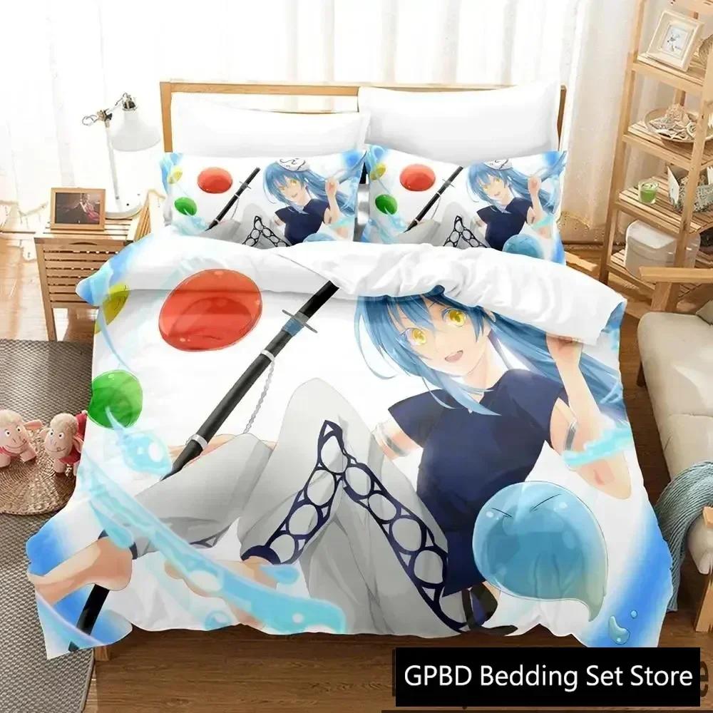 TenSura Rimuru That Time I Got Reincarnated As a Slime Beding Set 3D Printed Suitable for Bedrom Soft with Soft Fabric Duvet Cover Set Pilowcases