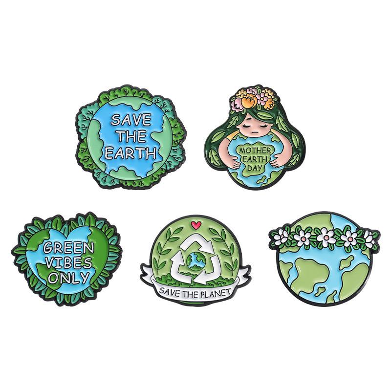 Creative Cartoon Earth Plant Series Brooch Eco-friendly Alloy Badge Accessory