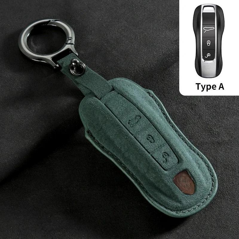 Suede Car Key Case Cover Shell For Porsche 958 Macan 911 Panamera 996 991 Boxster 987 997   Holder Keychain Accessories