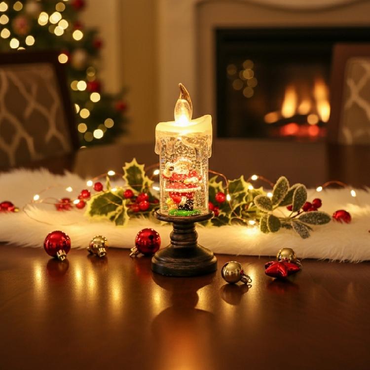Christmas Decorations Glitter Water Globe Christmas Snow Globes Candle Shape Snowglobes Table Ornament Home Decors