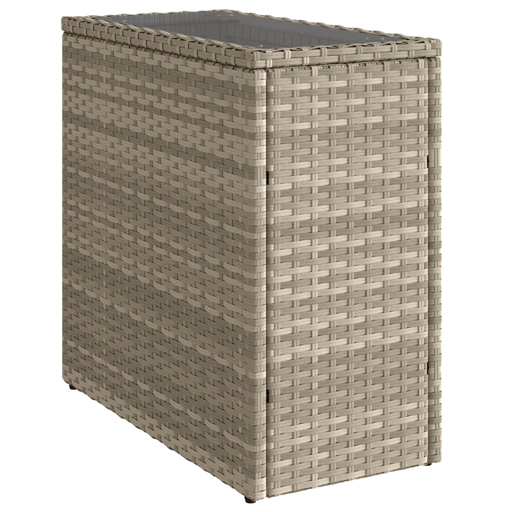 Garden Side Table with Glass Top 58 x 27.5 x 55 cm Poly Rattan