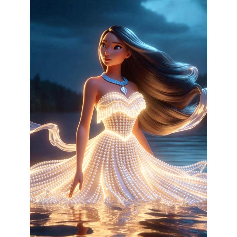 

Disney Pearl Painting Pocahontas Moonlight Wonderland Creative Art 5D Pearl Embroidery Cross Stitch Kit Handmade DIY Home and Room Decor Gift 35x45cm