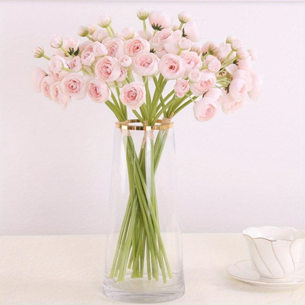 2 Bunches Ranunculus Artificial Flower Faux Silk Flowers for DIY Bouquet Fake Wedding Filler Flowers for Centerpieces Bridal Shower Decorations