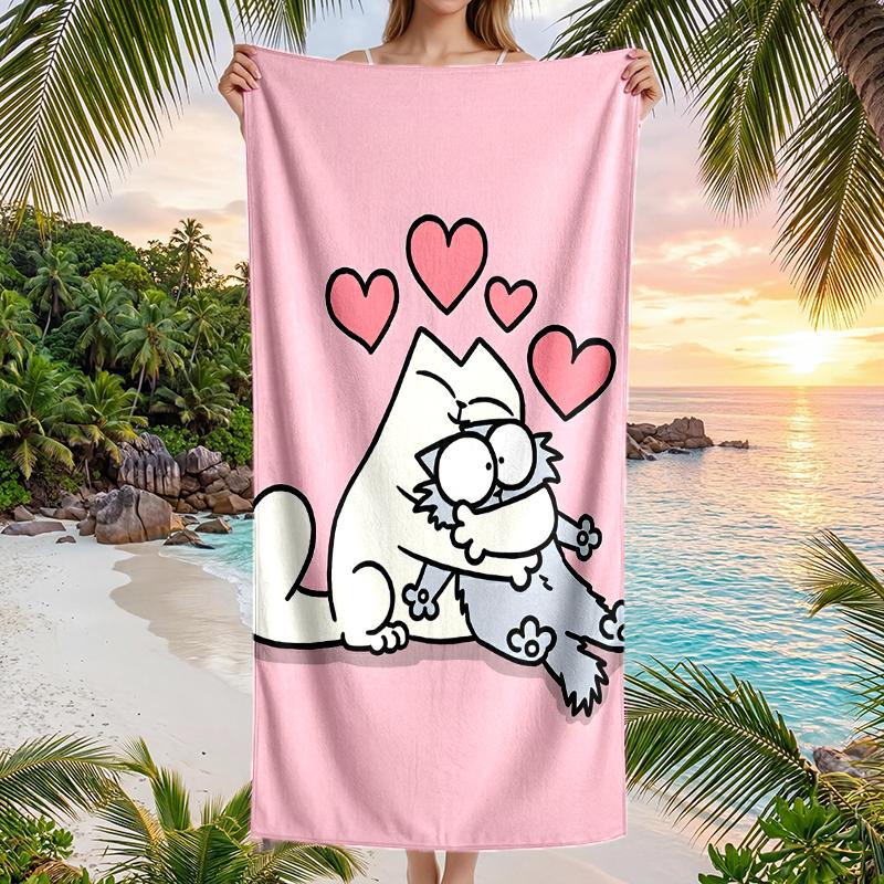 Simon'S Cat Fashion Beach Towel: Ideal for Summer Adventures Soft, absorbent and quick drying suitable for swimming and bathing