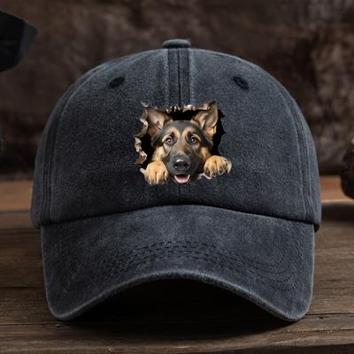 Broken Hole Wolf Dog Print Baseball Cap Unisex's Outdoor Duckbill Cap Curved Brim Washed Retro Sun Hat