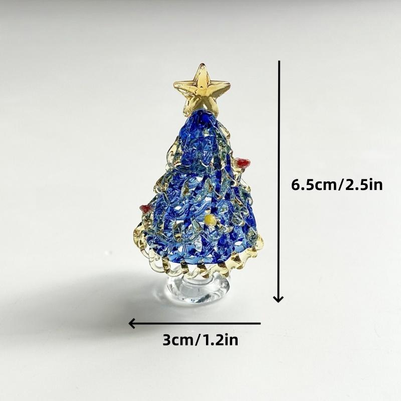 Creative Christmas Tree Miniature Glass Sculpture, Handcrafted Blown Glass Art, Collectibles and Christmas Gifts