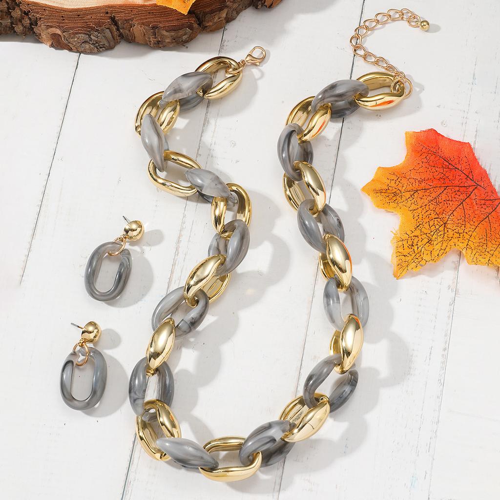 Bohemisk Kedja Kreativt Halsband Örhängen Kvinnor Chunky Choker Smycken Gåva