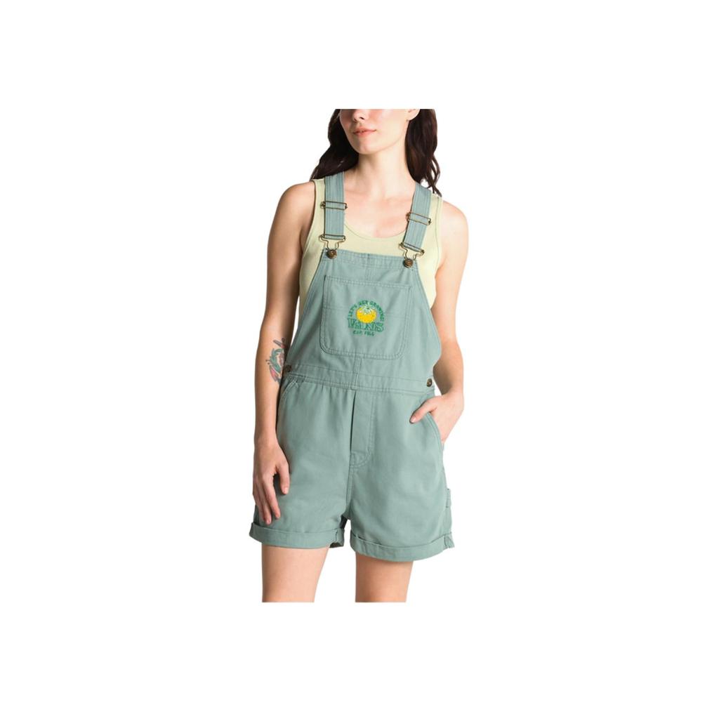 Vans Embroidered Orange Weave Overalls Shorts Women Bottoms Green VN000465RL6