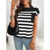 Summer New Women's Round Neck Top Knitted Casual Striped Sweater