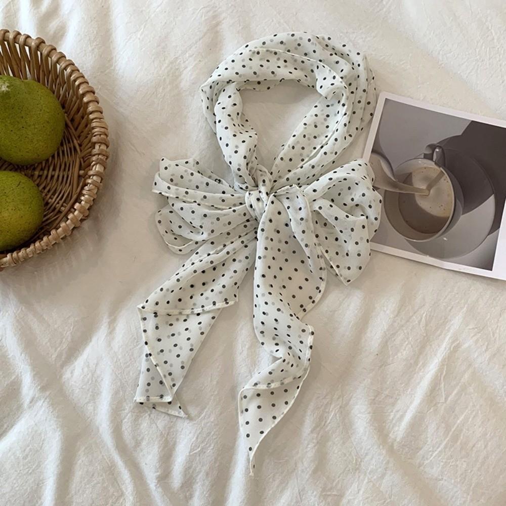 Fashion Headband Polka Dot Scarf Chiffon Multifunction Elegant Ribbon Polka Dots Thin Head Scarf Women
