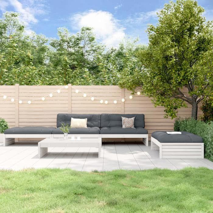 VidaXL Garden Lounge Set with Cushions 5 Pcs, Sofa with Footrest, Furniture Set with Coffee Table Patio Terrace, 3186145