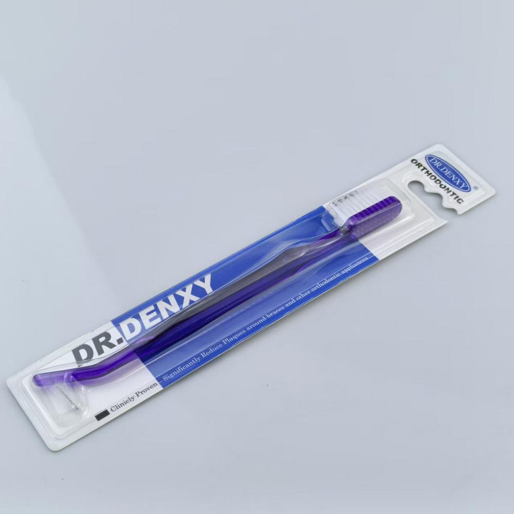 

1 шт. V-образные ортодонтические зубные щетки V-образной формы щетина скобки зубы глубокая гигиена чистая зубная щетка уход за полостью рта фиолетовый