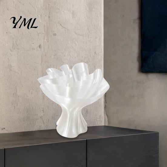 Eco Friendly PLA Material Vase Bouquet Wrap Vase, 3D Printed Translucent Flower Artistic Glossy Centerpiece Silky Table Modern Decorative Vessel