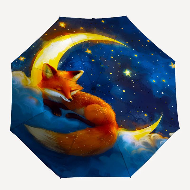 Moon Fox- Automatic Umbrella, Four Seasons Portable Folding Umbrella, Suitable for Men and Women, Travel, Daily Compact Umbrella, Outdoor Ac